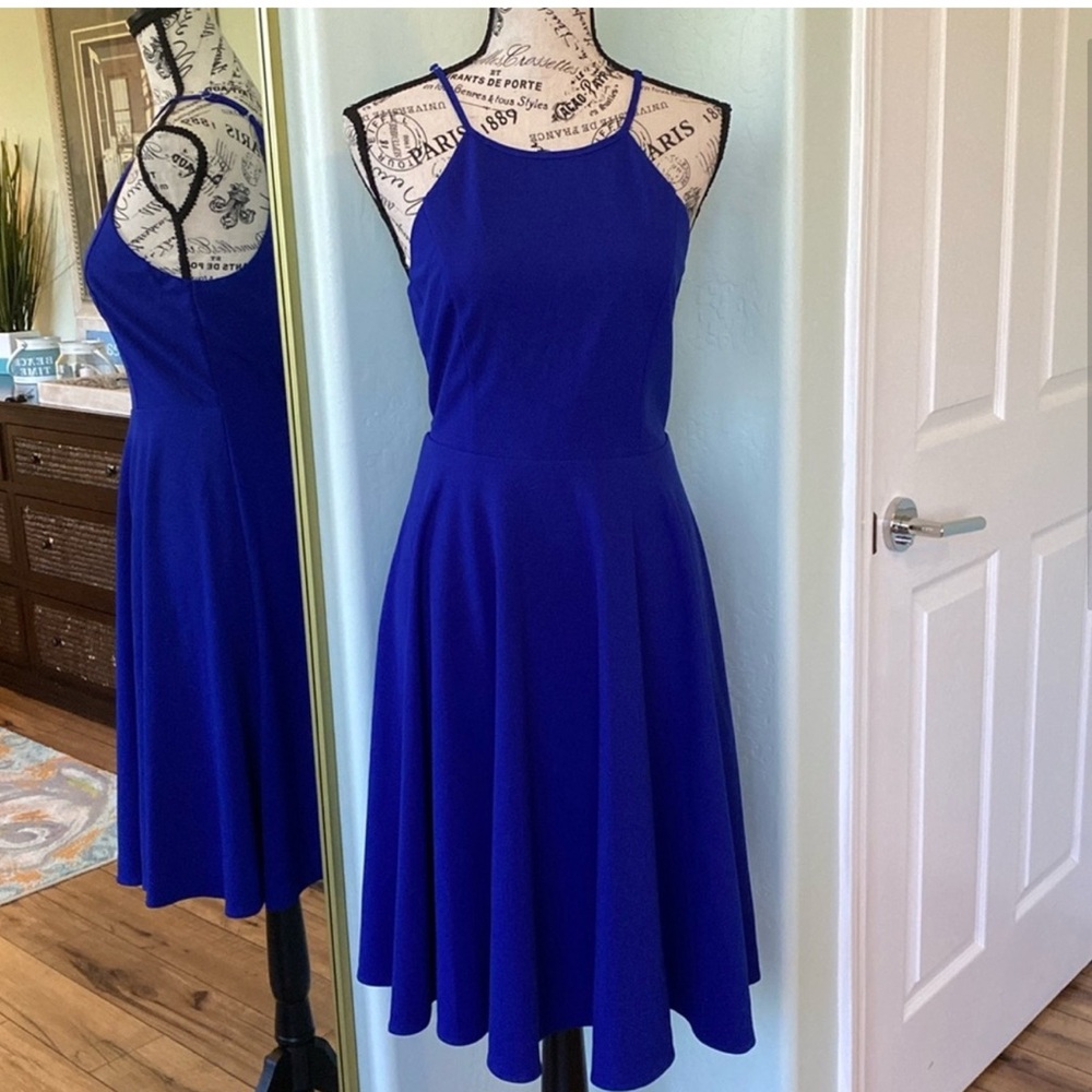 Lulus Elegant “Irresistible Charm” Flared Blue Sleeveless Dress NWOT